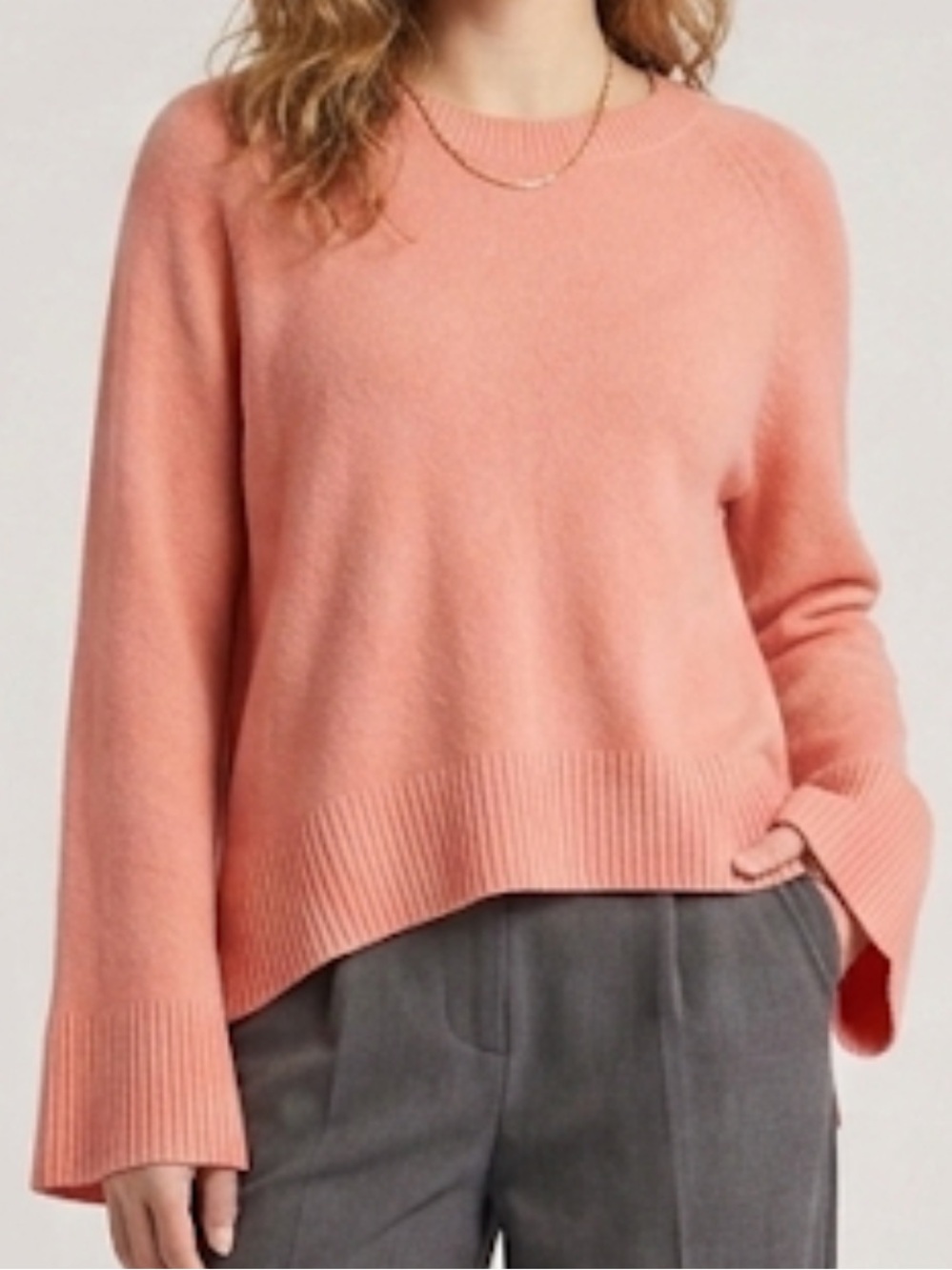 360 Cashmere Dara Sweater Bell Sleeve Crew Soft Peach Pink Size Medium